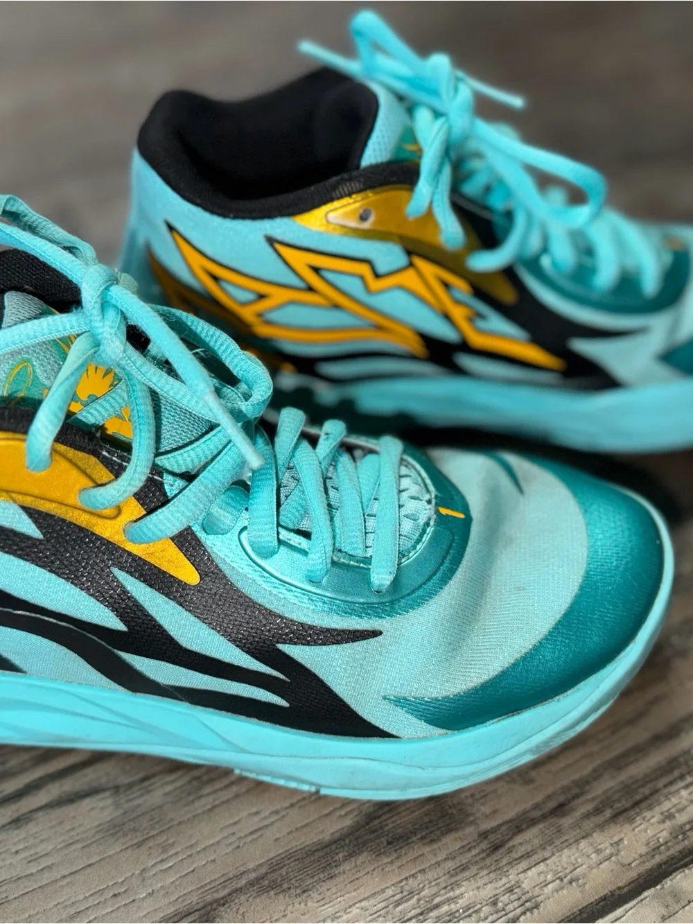 Melo Kids Sneakers in Aqua Turquoise with Yellow Accents